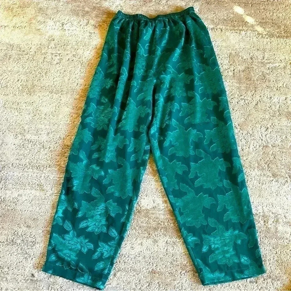 Victoria's Secret Other - Victoria's Secret Vintage 80s Sheer Green Applique Pajama Bottoms Lounge Pants